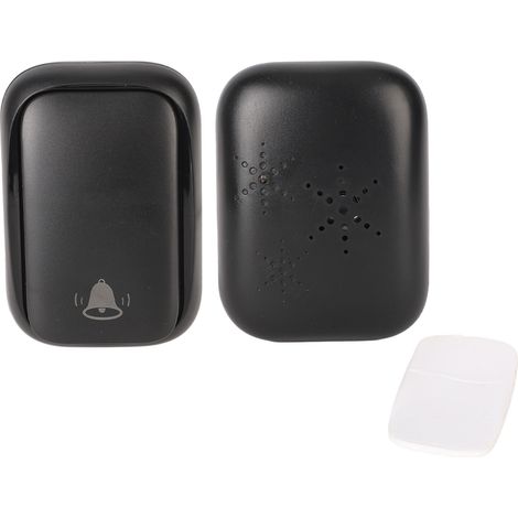 Sans fil autonome noir sonnette d'entrée extérieure sans perçage, 100-230V prise UE (1/5)