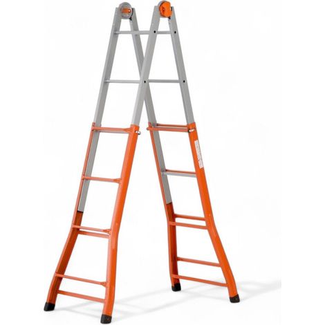 scala telescopica in acciaio verniciato 4+4 gradini altezza 376 cm sicurezza e portata max 100 kg antisdrucciolo (1/5)