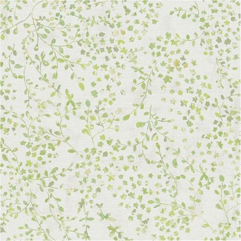 Flowers wallcovering wall Profhome 397472 hot embossed non-woven wallpaper slightly textured with floral ornaments matt green white cream 5.33 m2 (1/5)