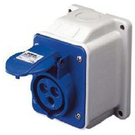 Presa Fissa Incasso 10 Gradi IP44 2P+T 16A 200-250V Blu Cablaggio A Vite