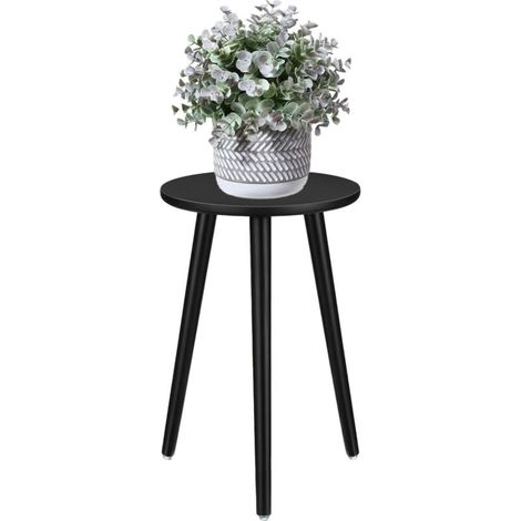 Support pour plantes d'intérieur - Table en bois pour pots de fleurs, décoration intérieure moderne, 42 x 28 cm (noir) (1/5)