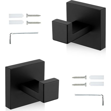 2 Stück Handtuchhaken aus Edelstahl, robuste Kleiderhaken für Badezimmer, modernes und schlichtes Design mit Montagezubehör, ideal für Balkon, Badezimmer und Wohnzimmer