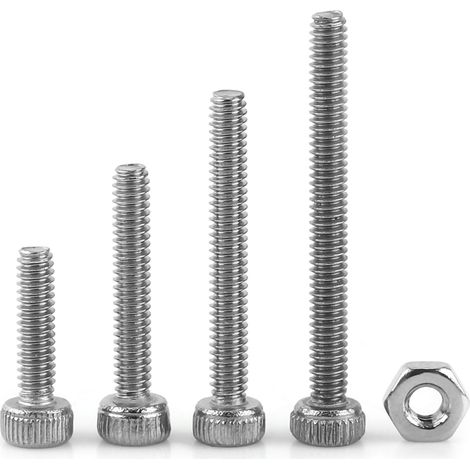 Lot de 480 vis et écrous tête cylindrique hexagonale creuse M2 M3 M4 en acier inoxydable SS304, assortiment complet (1/5)
