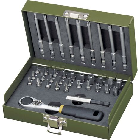 PROXXON Feinmechanikersatz mit 1/4"-MICRO-Bit-Ratsche (36-teilig) - 23109