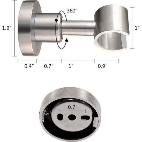 Support De Douche - Acier Inoxydable 304 - Rotation 360 Degres - Pour Pommeau De Douche - 1 Unite (1/5)