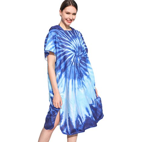 Peignoir de plage à capuche, poncho de bain double face en peluche avec fermeture éclair, peignoir de plage pour se changer après le surf (1/5)