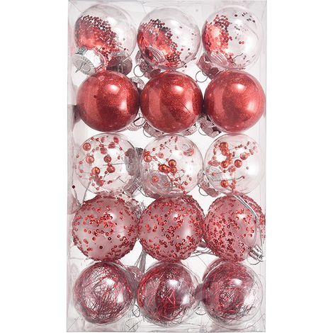 30 Stück 6 cm große Weihnachtskugeln, Weihnachtsbaumschmuck aus Kunststoff, funkelnde, dekorative Hängekugeln für Weihnachten (1/4)