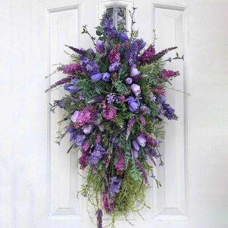 Guirlande De Tulipes Pour Porte - Guirlande Florale Artificielle En Forme De Couronne - Decoration Printemps Etete - Pour Porte D Entree Mariage Maison - 1 Piece (1/5)