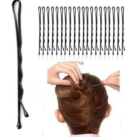 TrAdE Shop Traesio - Forcine Capelli 116 Pezzi Molletta Nera Ondulata Mollette Capelli Fermacapelli -