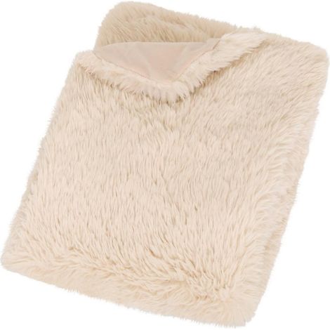 Plaid Imitation Fourrure "Duvia" 120x150cm Beige Lin (1/5)