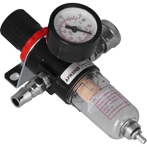 Régulateur de pression avec filtre anti-humidité, séparateur eau/huile et manomètre pour compresseur d'air 1/4 po