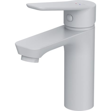 1 Mitigeur lavabo, monocommande blanc mat, cartouche céramique 35mm, laiton chromé, salle de bain