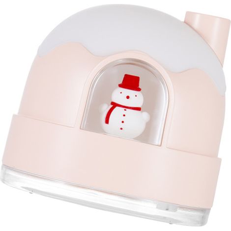 Humidificateur veilleuse, mini vaporisateur d'air silencieux USB en forme de maison de neige, rose, à brancher sur secteur. (1/5)