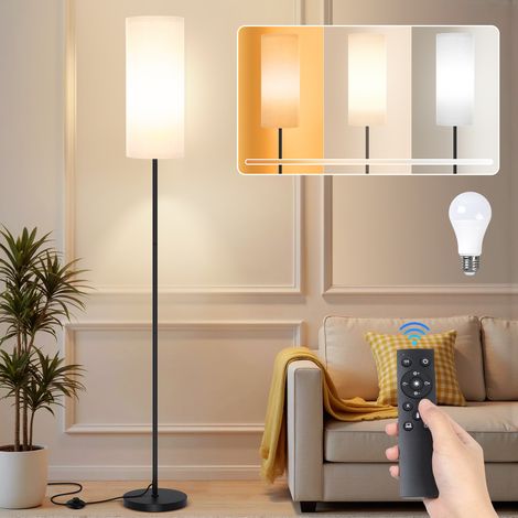 ROSNEK Stehlampe Wohnzimmer dimmbar 12W E27 mit Fernbedienung Fußschalter 3000-6500K 160 cm Schwarz (1/5)