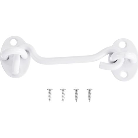 Verrou de porte de grange à crochet et œillet de 100 mm en acier inoxydable pour fenêtre, cabine, porte coulissante,blanc (1/5)