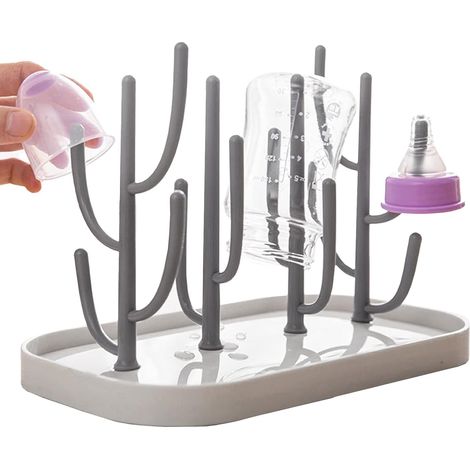 Biberon,sèche-biberon Pliable,Egoutte-biberons Arbre,Biberon,Égouttoir à biberon,bac égouttoir Amovible,pour Les Bouteilles,Tétines,Tasses,Pièces de Pompe et Accessoires (Beige) (1/5)