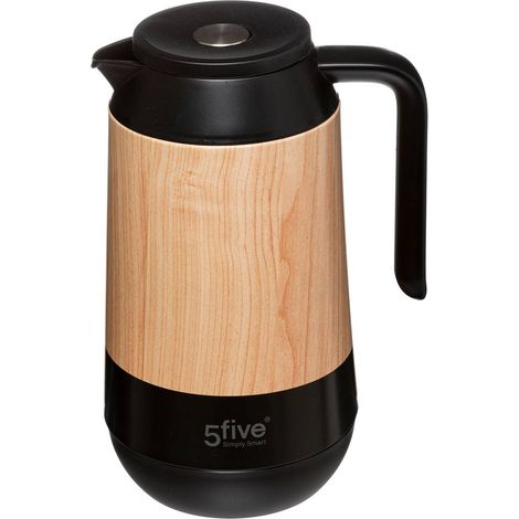 Thermoskanne, 1 L, schwarz mit Holz-Element (1/5)