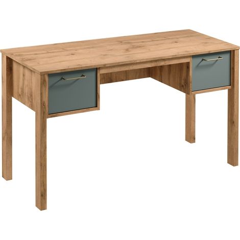 AX LIVING Bürotisch Iseonia B2S – 138 cm breit, Eiche Wotan & Green
