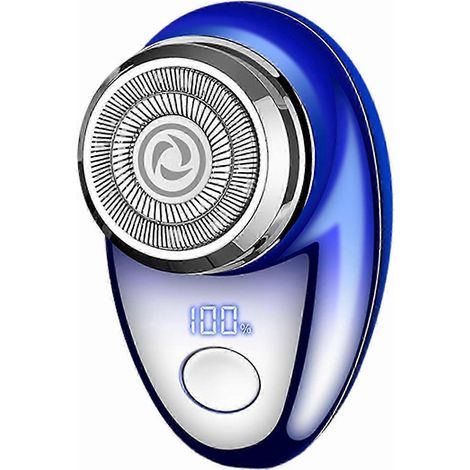 Elektrischer Herrenrasierer mit Digitalanzeige, USB-aufladbar, Mini-Reiserasierer, tragbar, kabellos-Blue