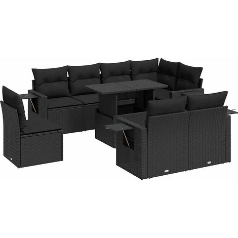 Maison Exclusive - Set de sofás de jardín con cojines 9 pzas ratá (1/5)