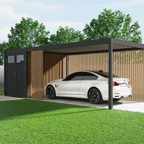 Carport Ombréa (1 veicolo + annesso di stoccaggio) - 3x7M (1/5)