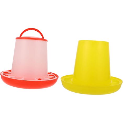 2pièces Mangeoire à Poule Portable avec Rainures pour Nourriture Gamelle Alimentation pour Volailles Facile à Nettoyer Utiliser Extérieur (1/5)