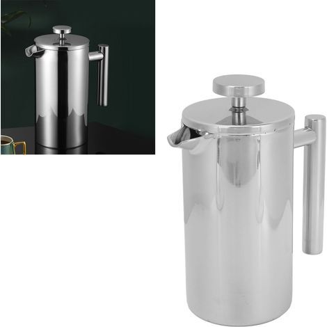 Cafetière à Piston Inox 1000ml, Double Paroi Isotherme pour Maison, Voyage et Camping (1/5)