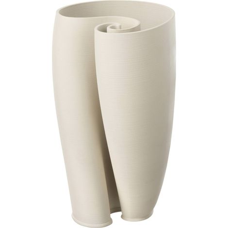 Vase beige en poterie au design sculptural - beige (1/2)