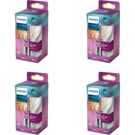 Philips Vorteilspaket E27 SceneSwitch Standard Lampe (60 W) Matt Warmweißes Licht - 4 Stück (1/3)