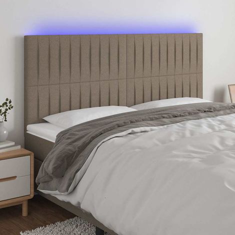 Tête de lit LED taupe réglable avec 2 bandes lumineuses 160 x 5 x 118/128 cm, 19.1kg - PANGIVO (1/5)