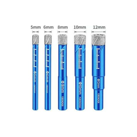 Foret diamanté brasé foret pour carrelage sec, foret pour carrelage pour granit marbre verre béton matériau dur, perforateur multifonctionnel ouvre-trou sec(lot de 5, 5/6/8/10/12 mm) (1/5)