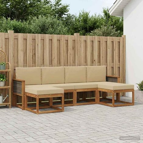 vidaXL Ensemble de canapés d'extérieur 6 pcs Naturel et Beige (1/5)