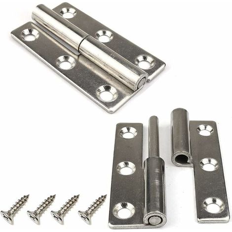 Lot de 4 charnières de porte amovibles en acier inoxydable 304 de 7.5 cm pour portes intérieures et extérieures(Gaucher) (1/5)