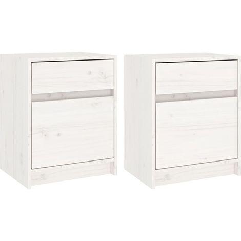Set 2 comodini con specchio e vano con anta 40 x 31 x 50 cm in legno di pino bianco DEC034903