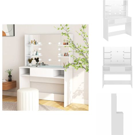Schminktisch mit LED-Beleuchtung 100x40x135 cm MDF Weiß - Schminktisch - LED Beleuchtung - Kosmetiktisch - Makeuptisch - Weißer Schminktisch (1/5)
