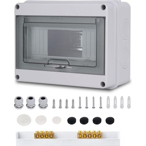Coffret Electrique, Coffret Electrique Etanche Exterieur IP65, 8 Modules, Avec Terminaux, Rails Intégrés et Accessoires, Pour Une Utilisation à L'extérieur (1/5)