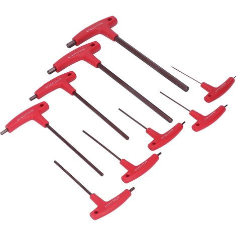 9 Pièces Jeu de Clés Allen Métriques T-Manche Résistant à la Corrosion en Acier S2 Outil de Serrage pour Réparation Automobile (1/5)