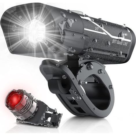 USB-wiederaufladbares Fahrradlichtset mit 1000 Lumen, ultraheller 3-LED-Fahrradscheinwerfer, IPX5 wasserdicht, 360° drehbar, 3 Schalter.