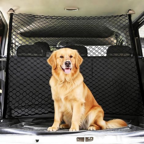 Filet Voiture pour Chien 120×90 cm, Grille de Séparation Coffre Voiture, Barrière Auto pour Chien et Chat, Filet Double Couche avec 4 Crochets, Universel pour SUV, Berline et Camion (1/5)