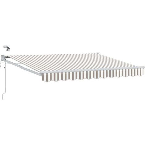 Store banne motorisé rétractable gris clair et blanc (1/5)