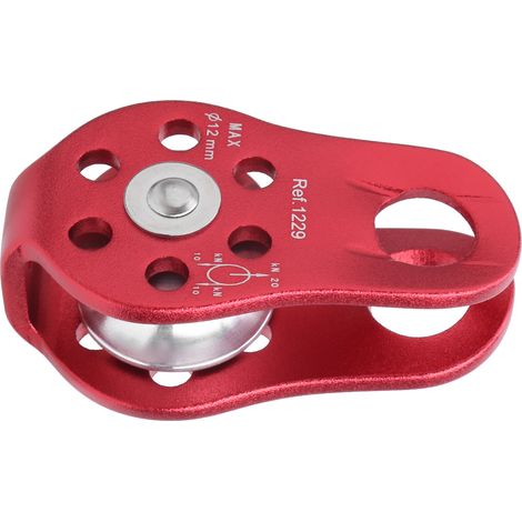 Poulie d'escalade extérieure compacte 20 kN en aluminium, micro-poulies latérales fixes pour travaux en hauteur (rouge) (1/5)