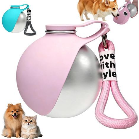 Waterproof Dog Bowl with Collapsible Design, Dog Water Bottle with Collapsible Silicone Bowl, Dog Walking Water Bottle, Compact Dog Water Bottle for Outings, Daily Walks, Travel, Camping (M1) (1/5)