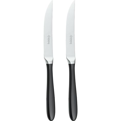 Lot de 2 couteaux à steak en acier inoxydable 18/10, poignées en noir, plastique PBT (1/5)