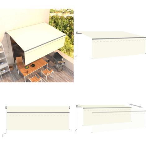 Markise Manuell Einziehbar mit Rollo 4x3 m Creme - Außenmarkise - Manuelle Markise (1/5)