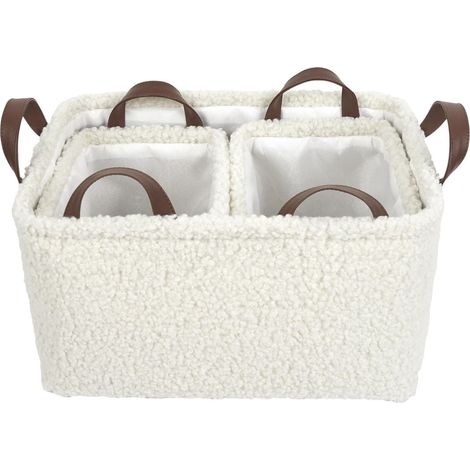 Ensemble de 3 Paniers Rangement Blanc Bouclette (1/5)