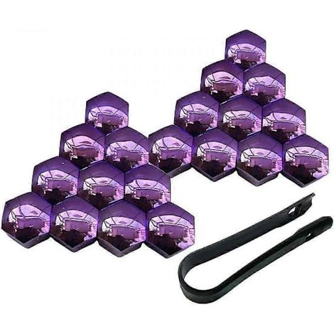 20 cache-écrous de roue pour voiture, protection antirouille, argentés, 17 mm violets, 19 mm violets en option (1/5)