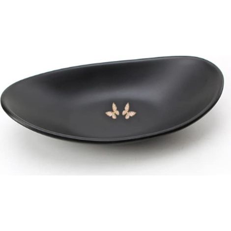 Bandeja Para Joyas - Bol Negro Ovalado Para Anillos Llaveros Y Monedas - Decoración De Baño Cocina Y Mesita De Noche - 1 Unidad (1/5)