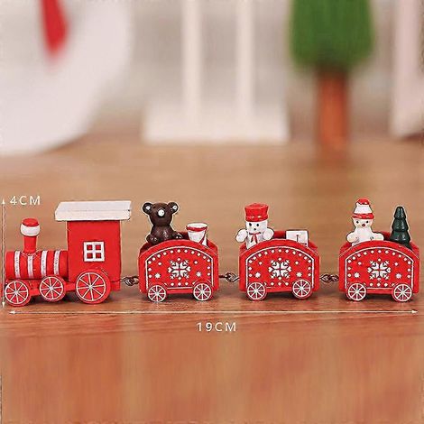 Décorations de sapin de Noël en bois rouge, petit train de Noël pour enfants et maternelle, taille unique