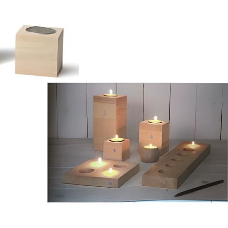 Bougeoir en bois carré PM - Forme carrée - Dimensions 6x6 cm