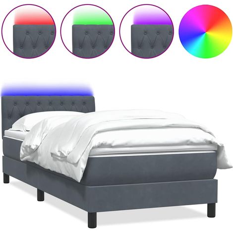 Maison Exclusive - Boxspringbett mit Matratze & LED Dunkelgrau 80